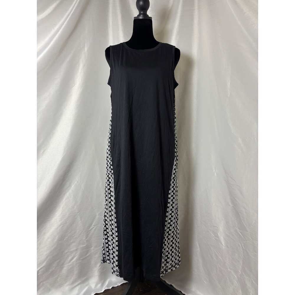 LOGO Lori Goldstein Maxi Dress Womens Small Black Lace Contrast Sleeveless Boho